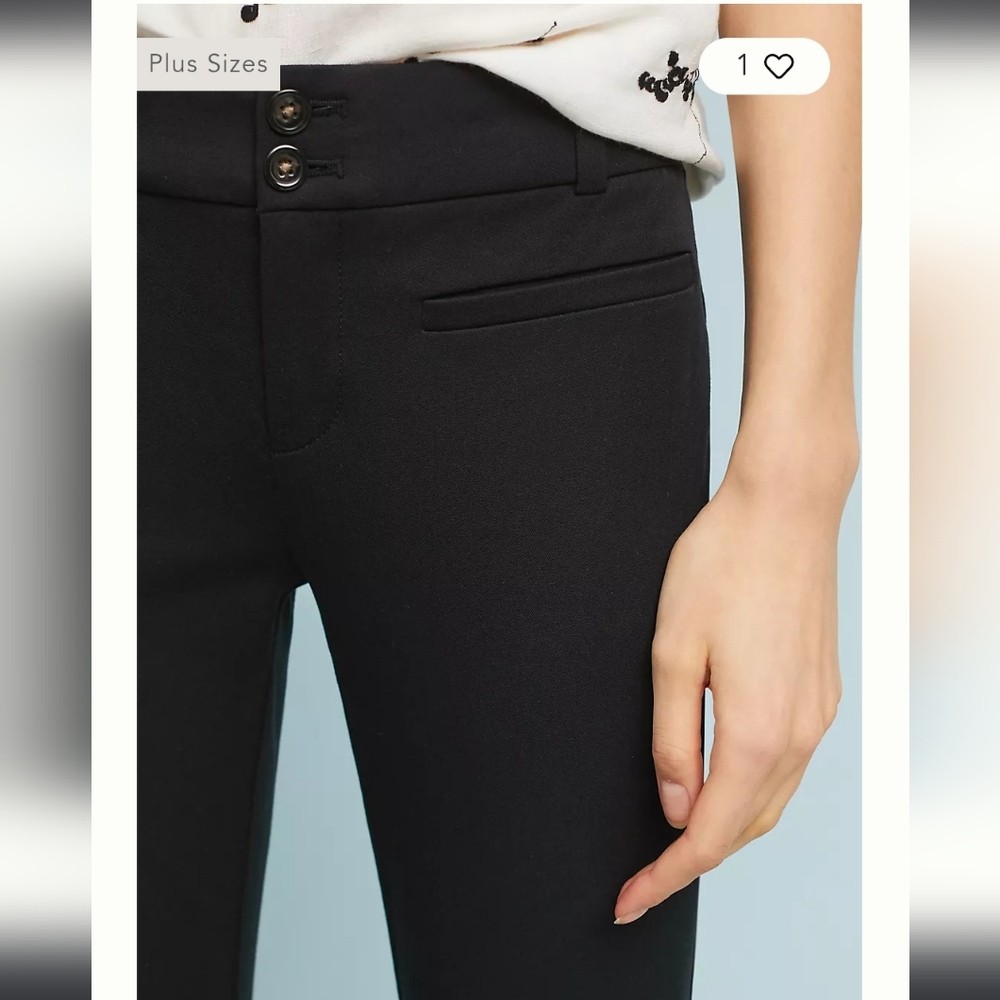 Anthropologie The Essential Slim Black Trousers Size 0 - Picture 2 of 16